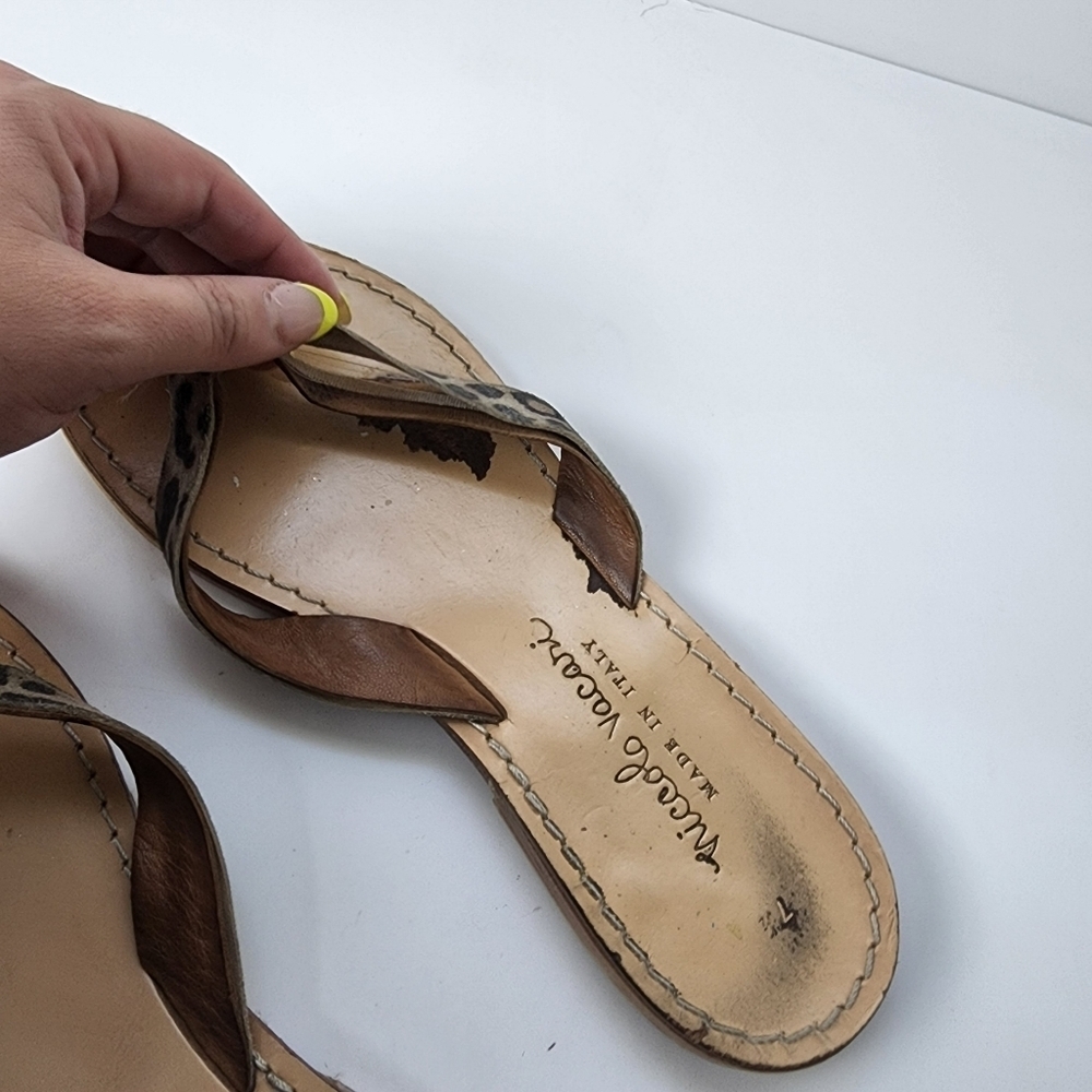 ⭐️40% Off⭐️ Niccolo Vacari  Leather Leopard Flip Flops - Picture 4 of 9